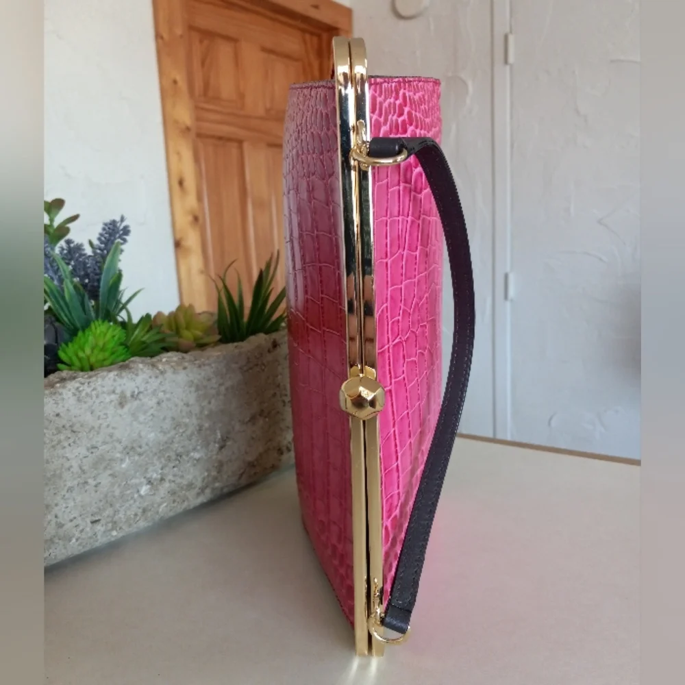 Frances Valentine Jackie Frame Bag, Embossed leather in Pink - Picture 11 of 16